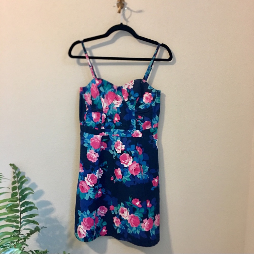 Floral Summer Dress - Med - blue pink green white